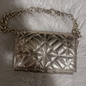 Zara metallic gold clutch with gold chain